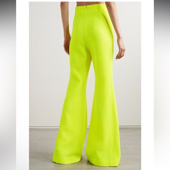 SERGIO HUDSON | NEW Neon Yellow Wool-Crepe Flare Leg Pants Women’s Size 2 - Picture 2 of 15